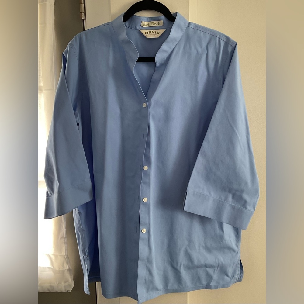 Orvis cornflower blue button down tunic size 20